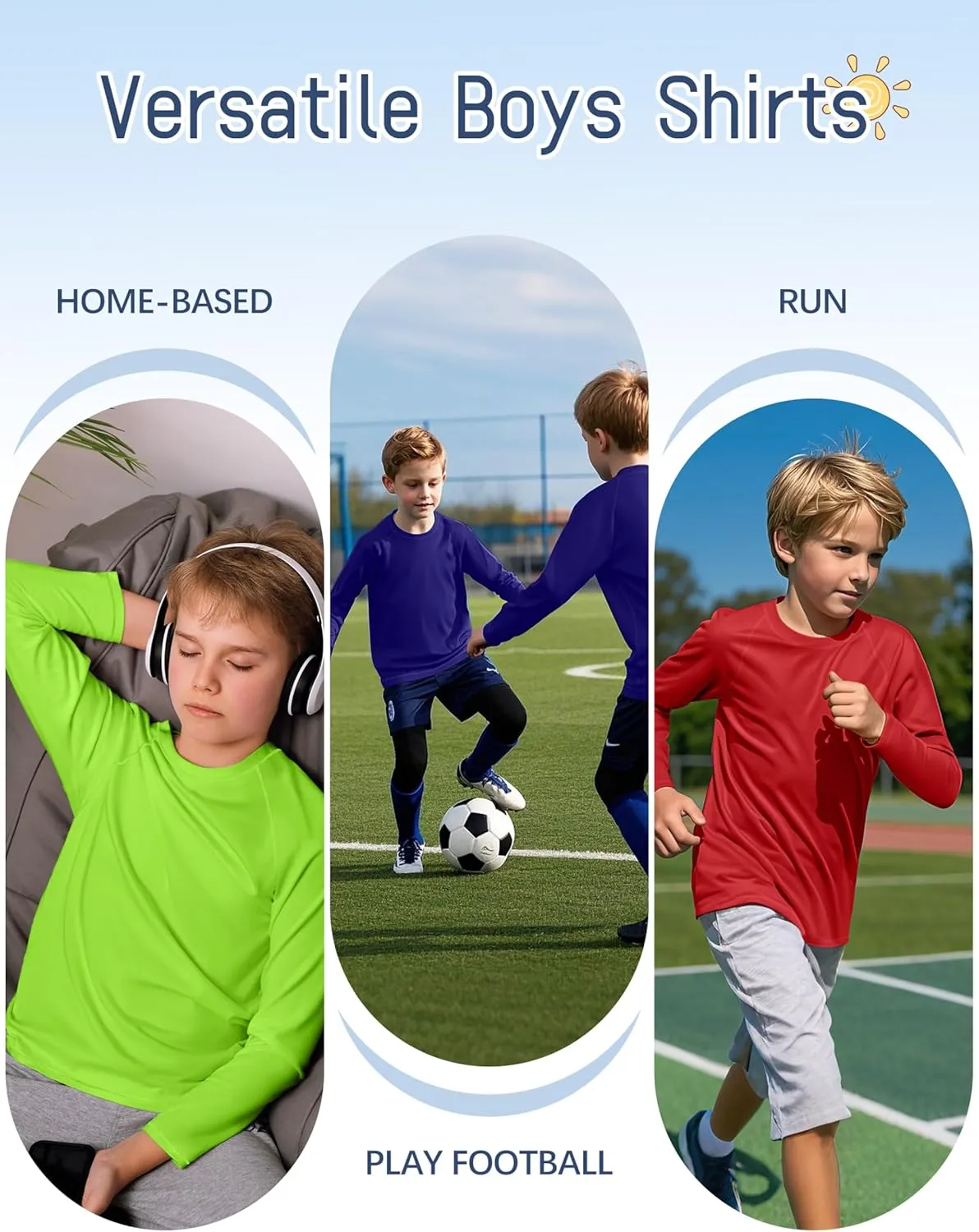 4 Pack Boys' Rash Guard Youth Neon Shirts SPF Long Sleeve Swim Shirts Quick Dry Sun Protection Swimwear for Kids