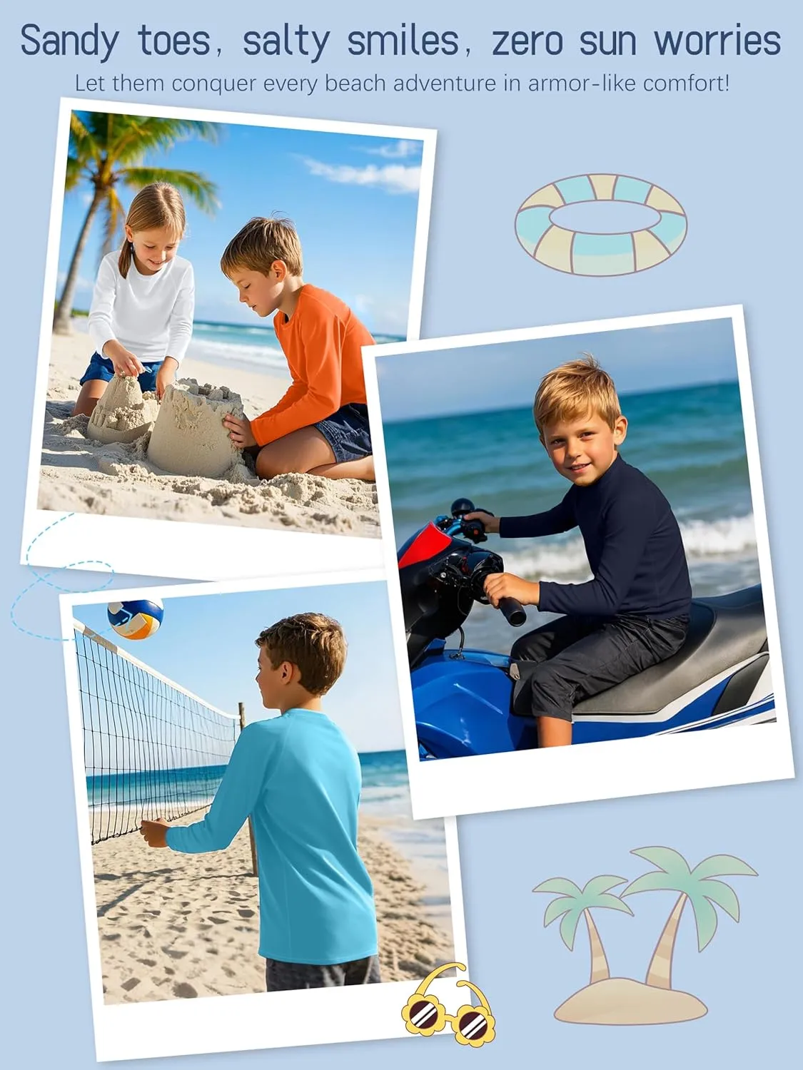 4 Pack Boys' Rash Guard Youth Neon Shirts SPF Long Sleeve Swim Shirts Quick Dry Sun Protection Swimwear for Kids
