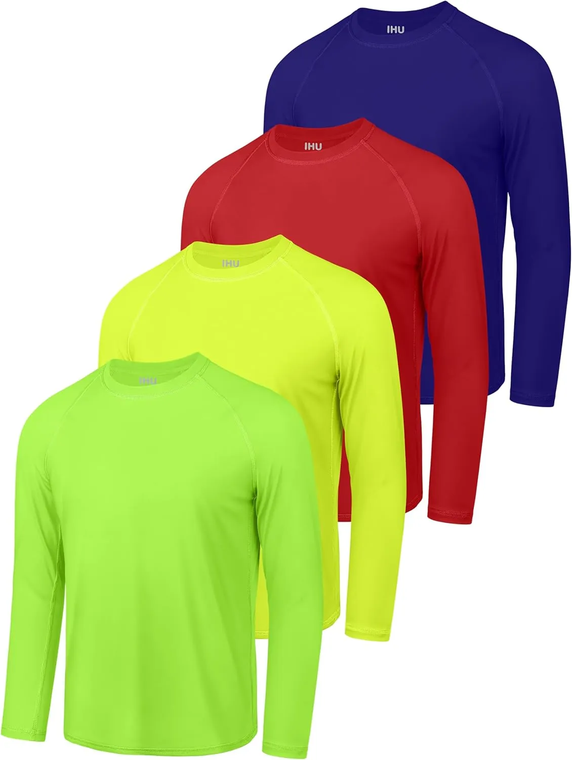 4 Pack Boys' Rash Guard Youth Neon Shirts SPF Long Sleeve Swim Shirts Quick Dry Sun Protection Swimwear for Kids