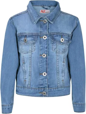 A2Z Kids Girls Jackets Designer Light Blue Denim Jeans Jacket Stylish Fashion Coats