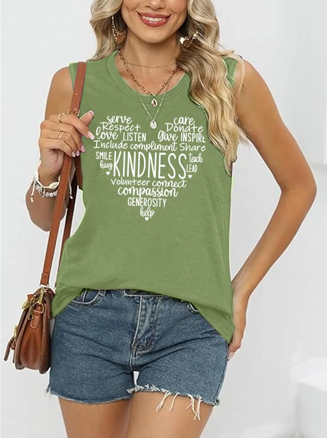 ALUS Womens Graphic Tank Tops Summer T Shirts Sleeveless Casual Loose Tunic Blouses