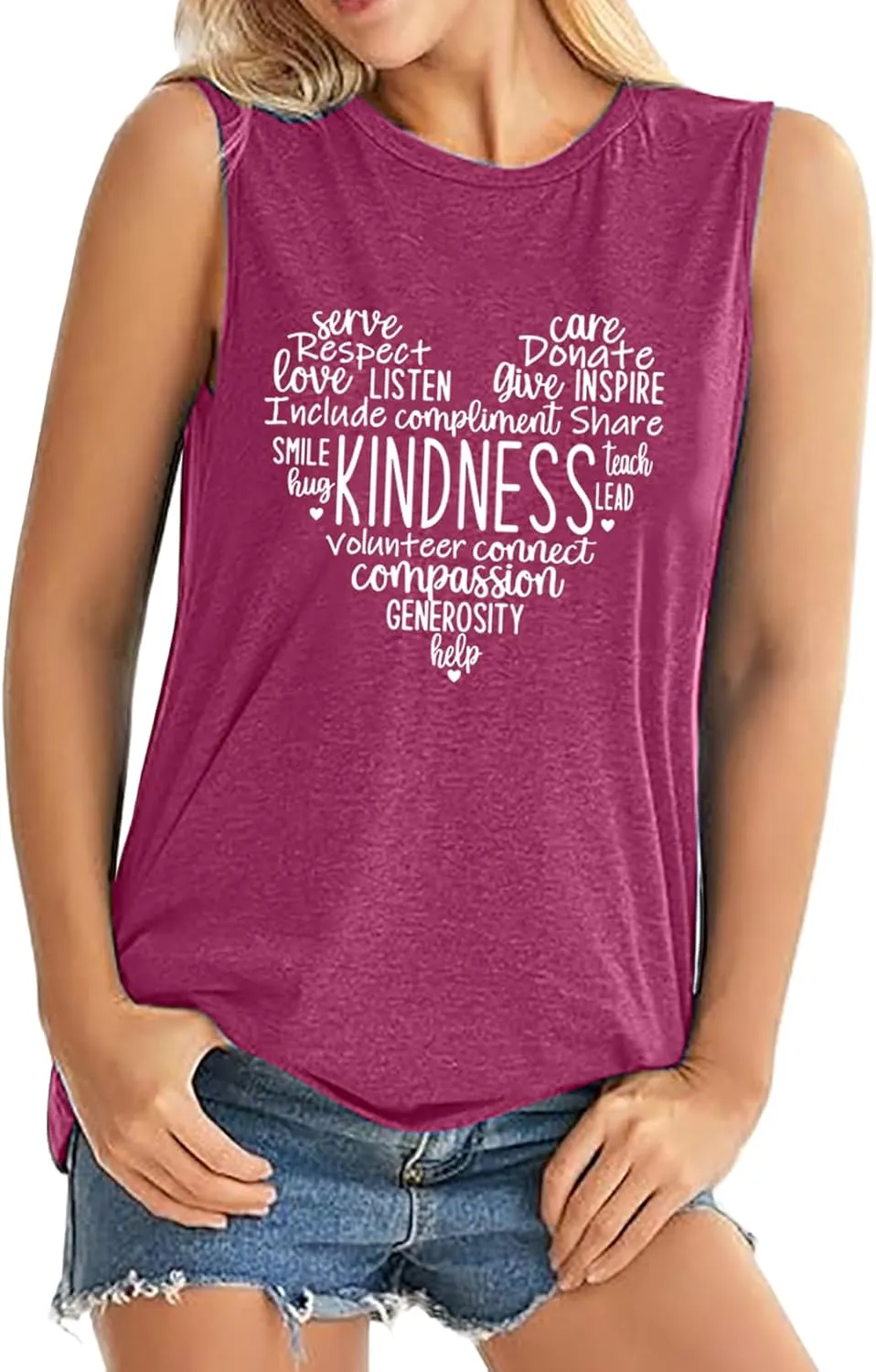 ALUS Womens Graphic Tank Tops Summer T Shirts Sleeveless Casual Loose Tunic Blouses