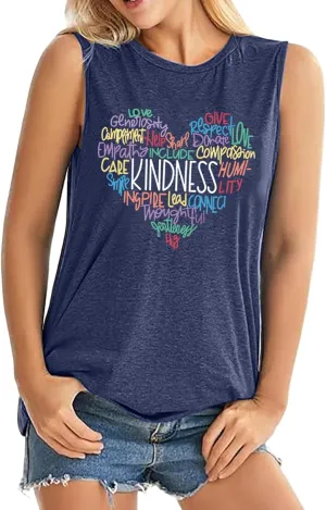 ALUS Womens Graphic Tank Tops Summer T Shirts Sleeveless Casual Loose Tunic Blouses