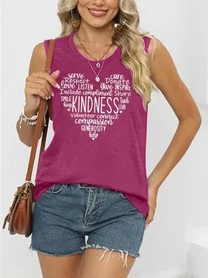ALUS Womens Graphic Tank Tops Summer T Shirts Sleeveless Casual Loose Tunic Blouses