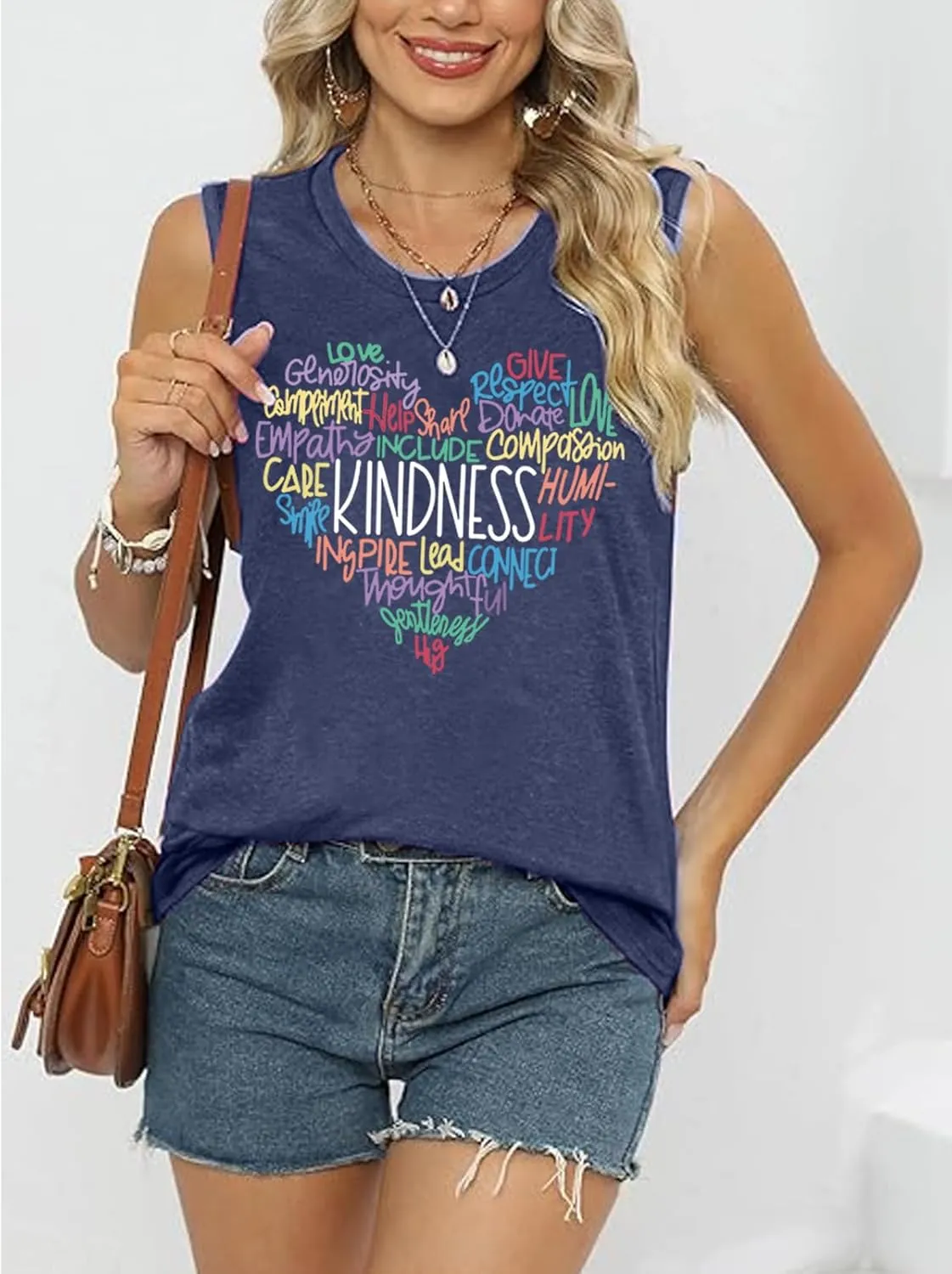ALUS Womens Graphic Tank Tops Summer T Shirts Sleeveless Casual Loose Tunic Blouses