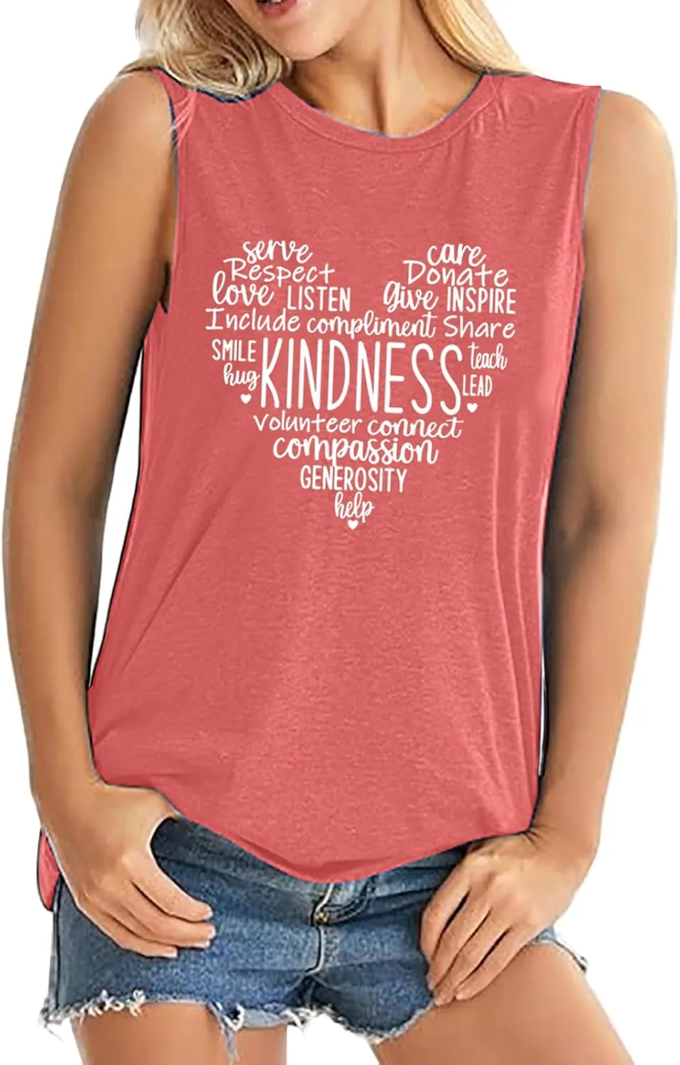 ALUS Womens Graphic Tank Tops Summer T Shirts Sleeveless Casual Loose Tunic Blouses