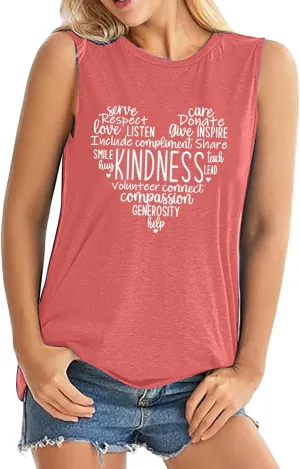 ALUS Womens Graphic Tank Tops Summer T Shirts Sleeveless Casual Loose Tunic Blouses