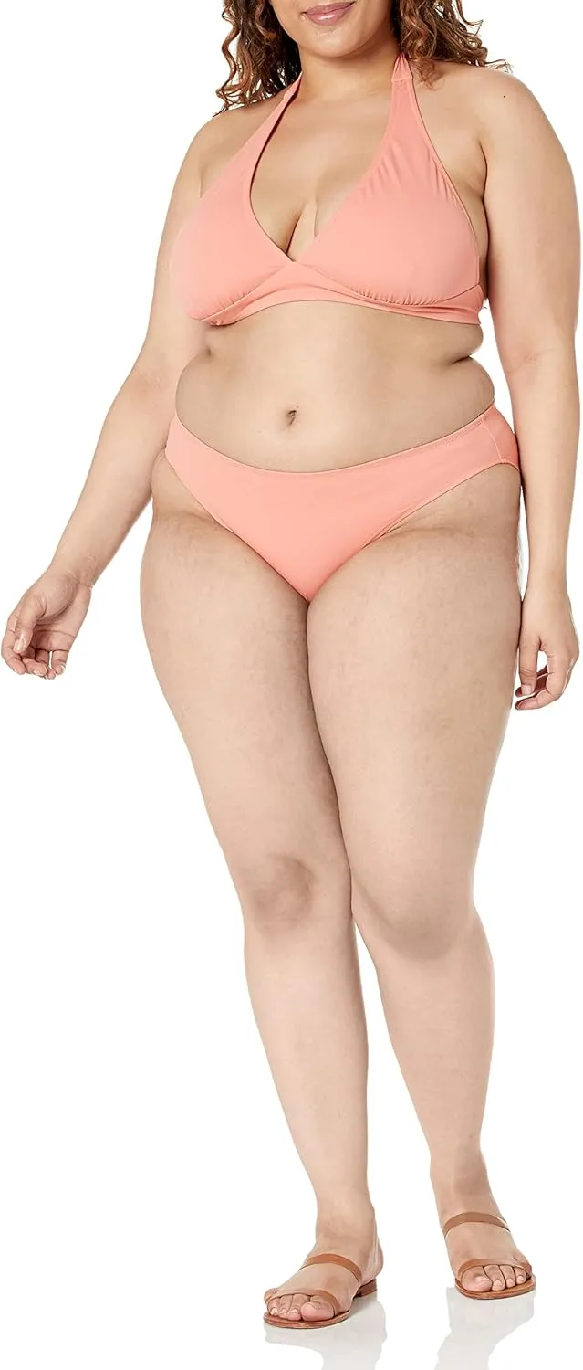 Amazon Essentials Women's Light-Support Tie Halter Bikini Swimsuit Top (Available in Plus Size)