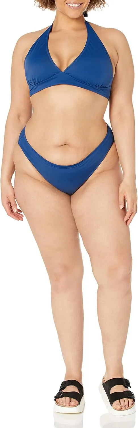 Amazon Essentials Women's Light-Support Tie Halter Bikini Swimsuit Top (Available in Plus Size)