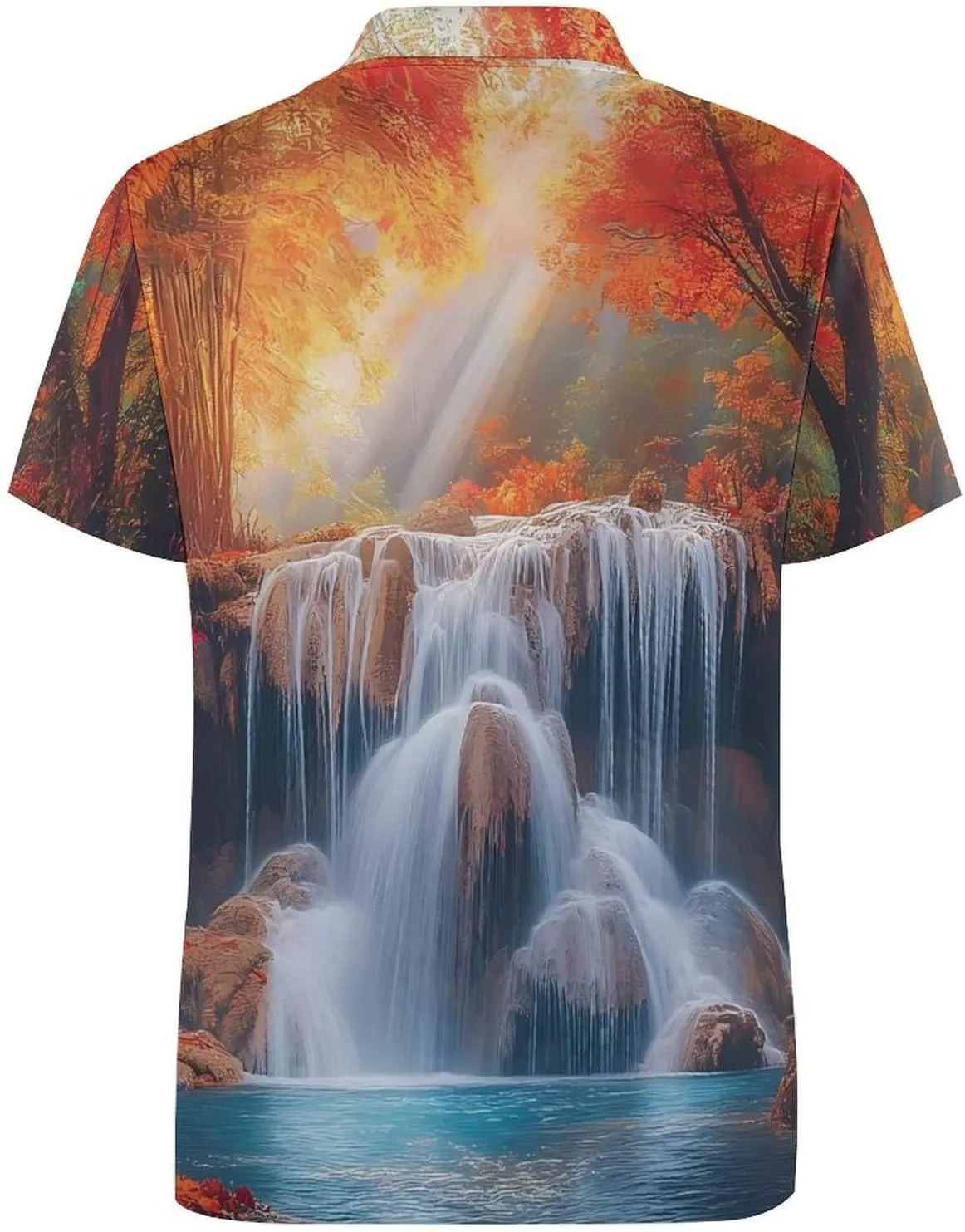 Autumn Forests Waterfall Mens Polo Shirts Quick Dry Short Sleeve T-shirts Slim Tennis Collared Tees Tops