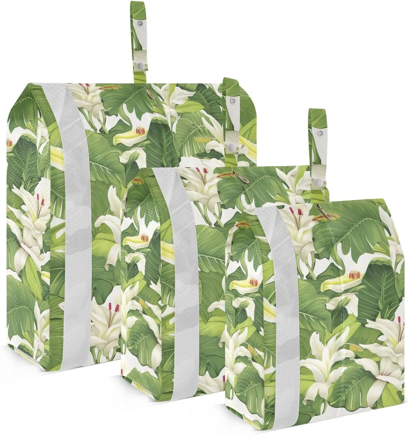 Banana Leaf White Flower Packing Cubes for Travel 3 Set Packing Cubes Large Luggage Accessories for Easy Packing