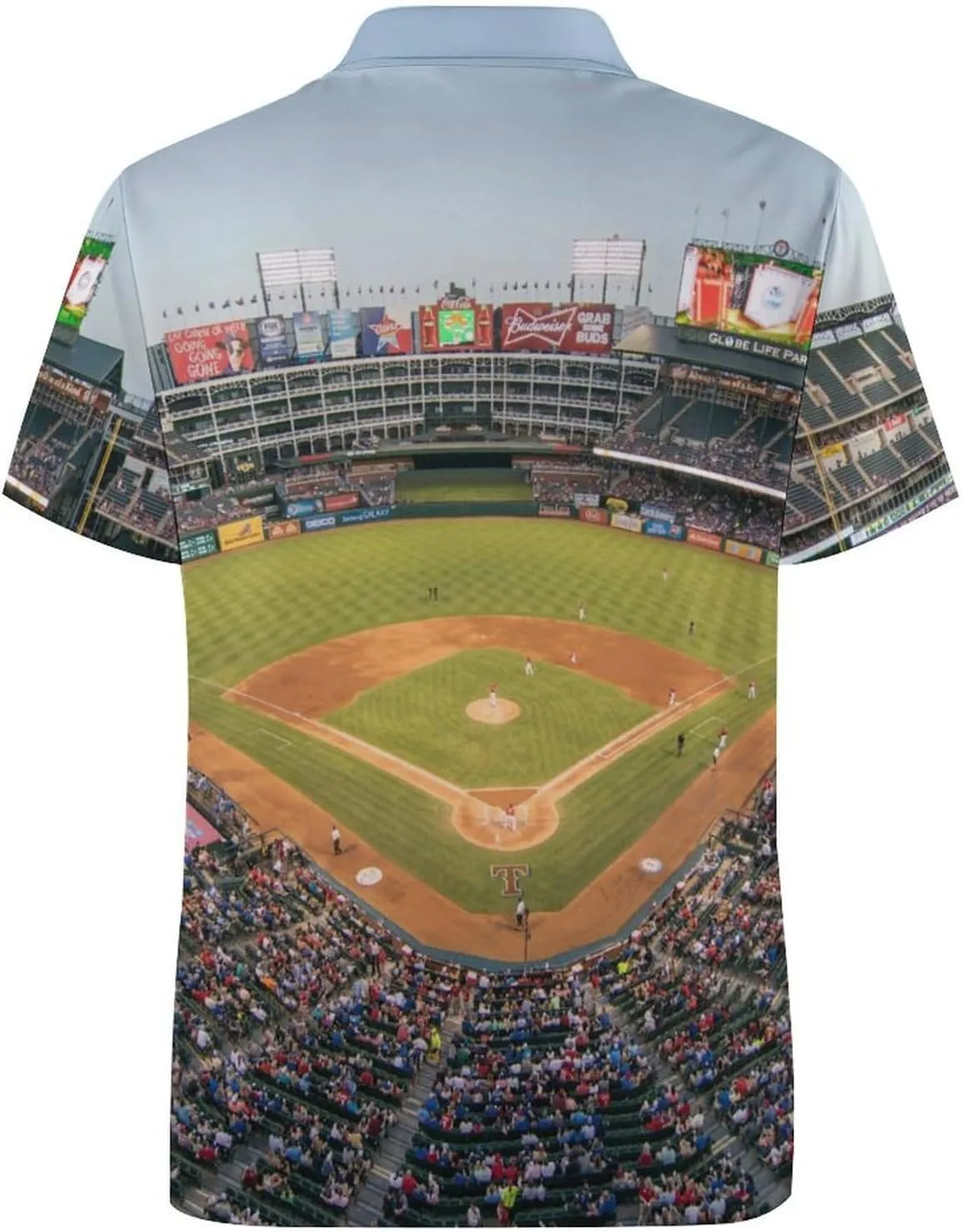 Baseball Ballpark Mens Polo Shirts Quick Dry Short Sleeve T-shirts Slim Tennis Collared Tees Tops