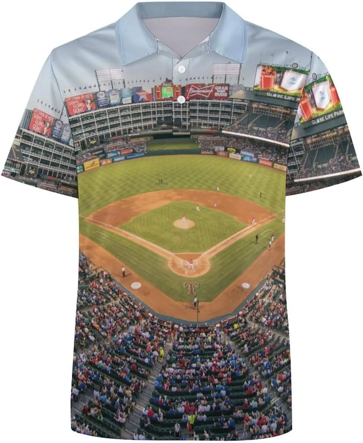 Baseball Ballpark Mens Polo Shirts Quick Dry Short Sleeve T-shirts Slim Tennis Collared Tees Tops