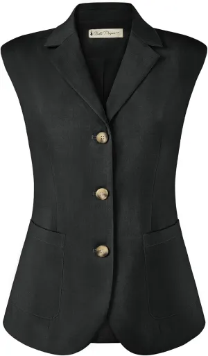 Belle Poque Vest for Women Business Casual Sleeveless Blazer Suit Vest Tops Light Jackets Blazers with Pockets