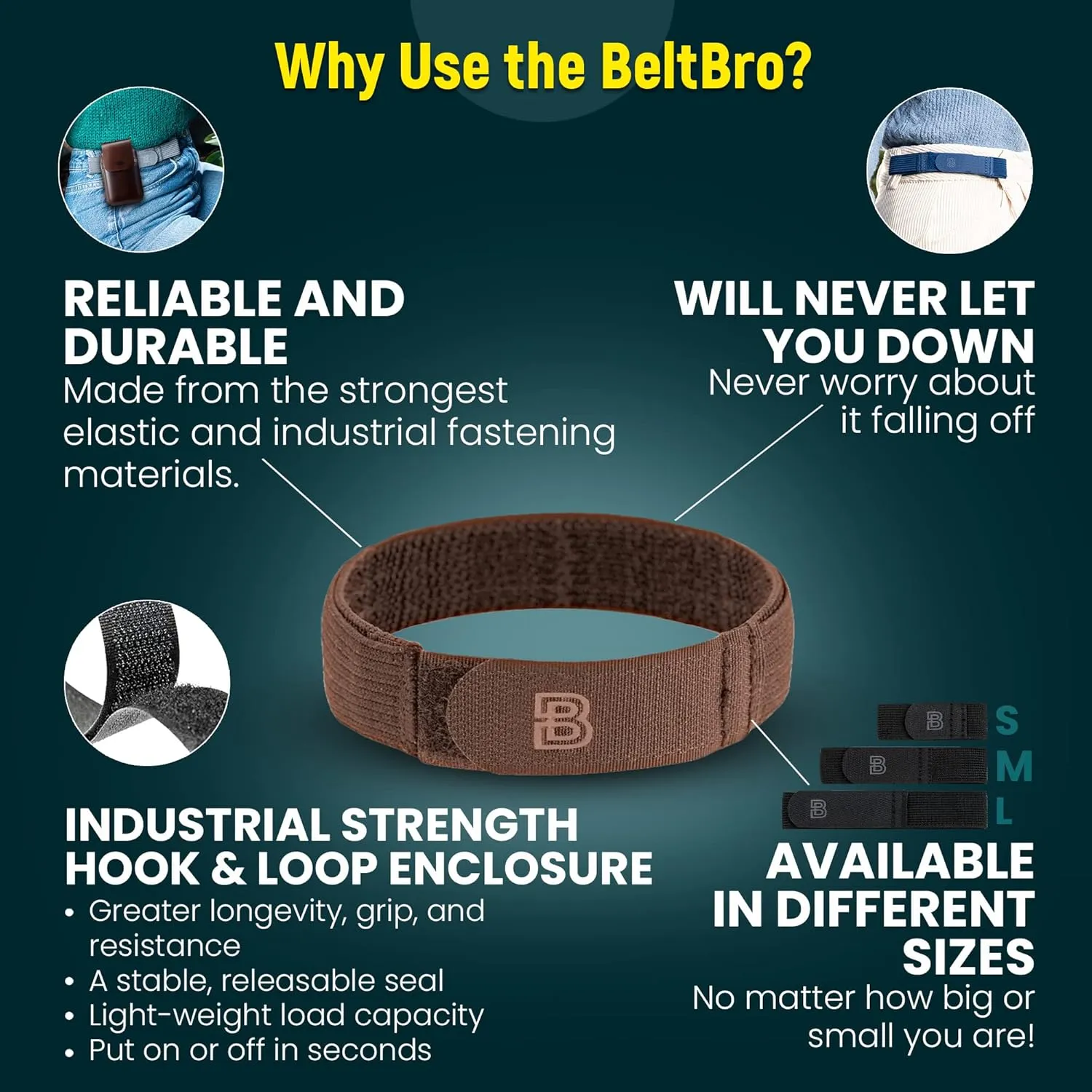 BeltBro For Women No Buckle Elastic Belt  Fits 1 Inch Belt Loops, Easy To Use