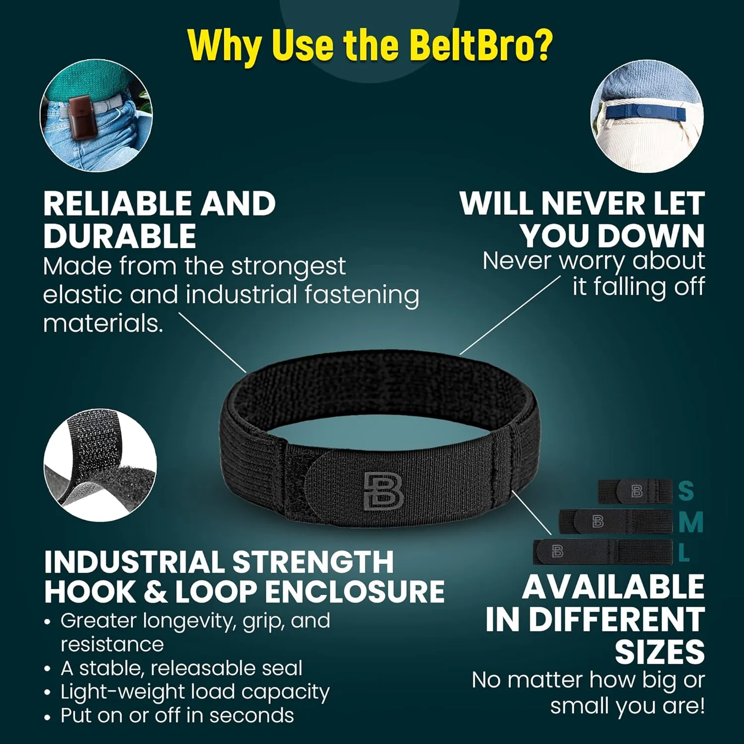 BeltBro For Women No Buckle Elastic Belt  Fits 1 Inch Belt Loops, Easy To Use