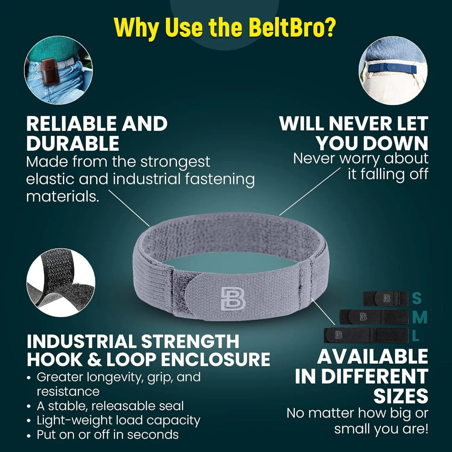 BeltBro For Women No Buckle Elastic Belt  Fits 1 Inch Belt Loops, Easy To Use