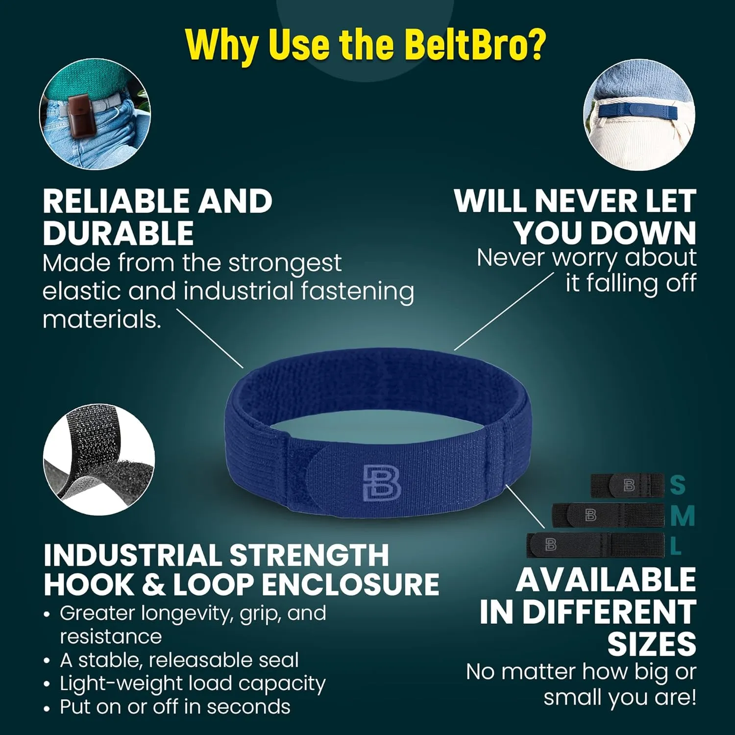 BeltBro For Women No Buckle Elastic Belt  Fits 1 Inch Belt Loops, Easy To Use