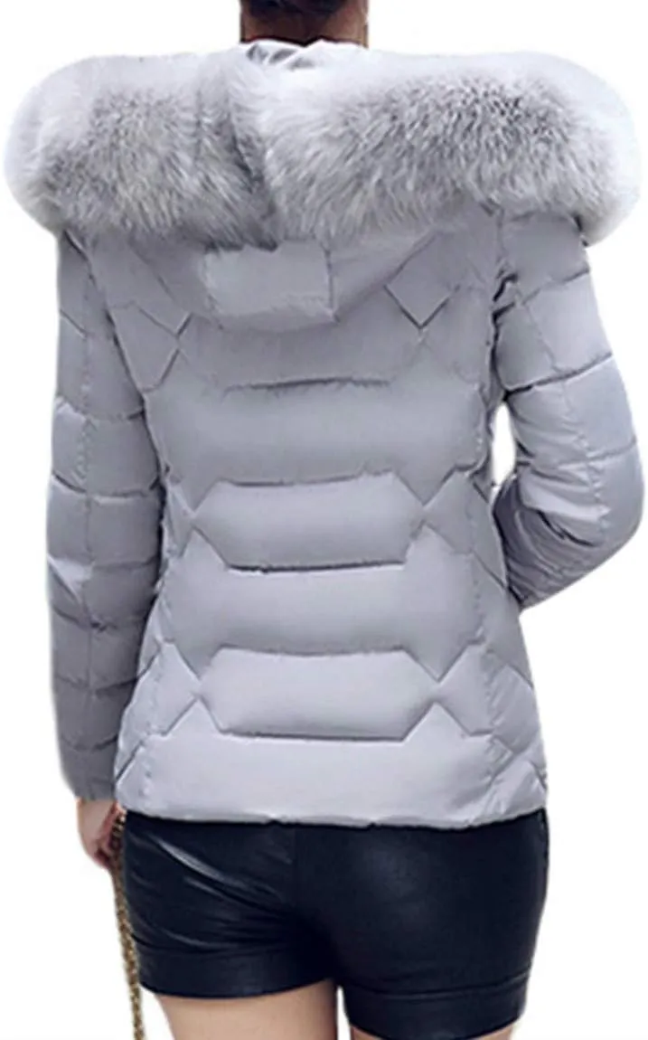 BOFETA Womens Casual Light Weight Slim Parka Puffer Thickened Pockets Down Jackets with Removable Hood