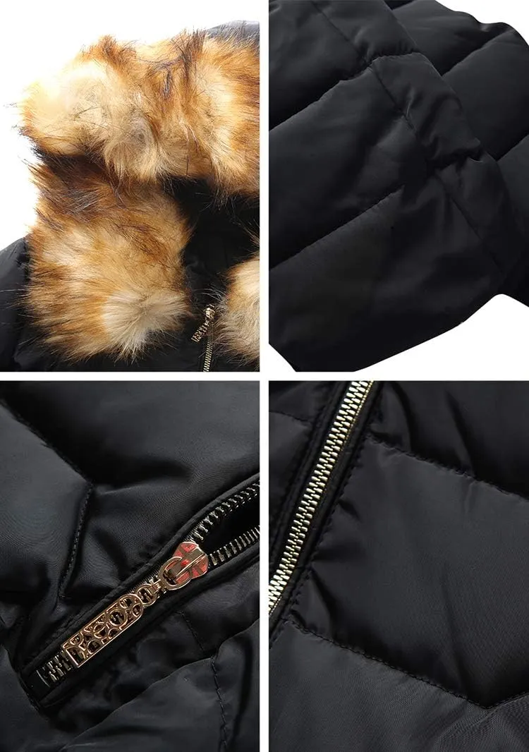 BOFETA Womens Casual Light Weight Slim Parka Puffer Thickened Pockets Down Jackets with Removable Hood