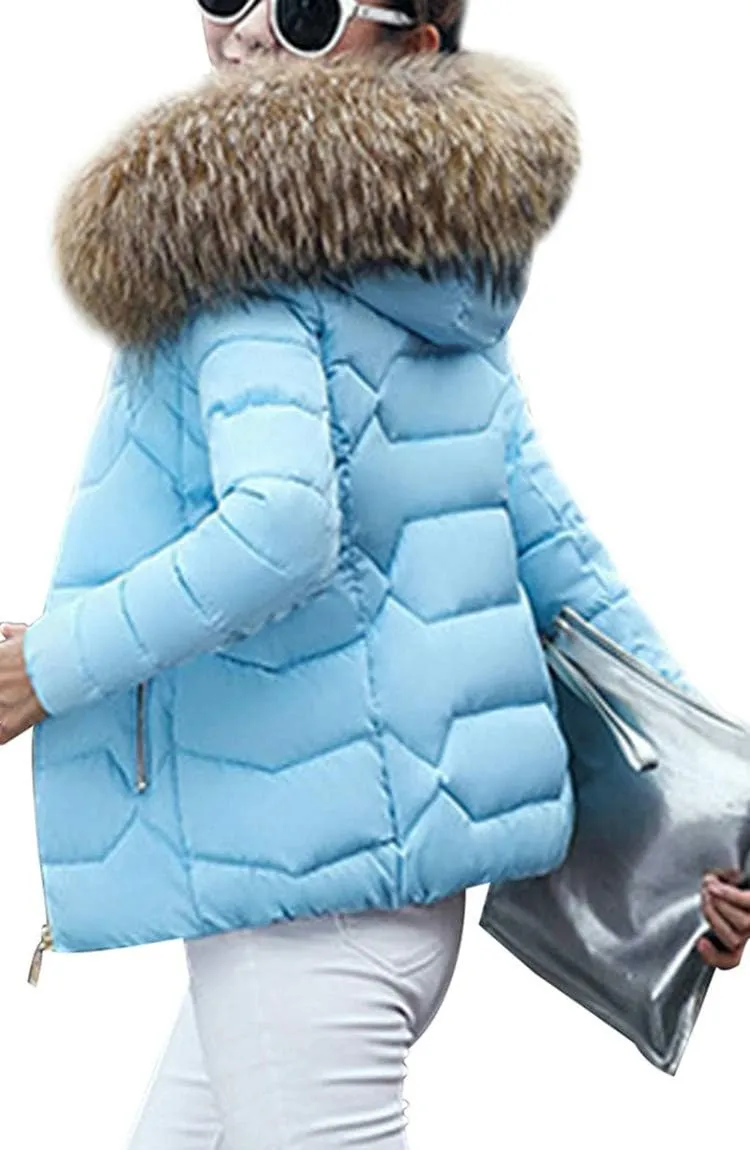 BOFETA Womens Casual Light Weight Slim Parka Puffer Thickened Pockets Down Jackets with Removable Hood