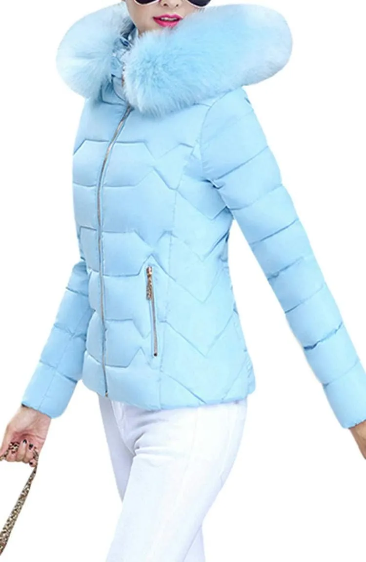 BOFETA Womens Casual Light Weight Slim Parka Puffer Thickened Pockets Down Jackets with Removable Hood