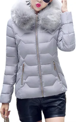BOFETA Womens Casual Light Weight Slim Parka Puffer Thickened Pockets Down Jackets with Removable Hood
