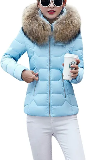 BOFETA Womens Casual Light Weight Slim Parka Puffer Thickened Pockets Down Jackets with Removable Hood