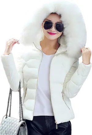 BOFETA Womens Casual Light Weight Slim Parka Puffer Thickened Pockets Down Jackets with Removable Hood
