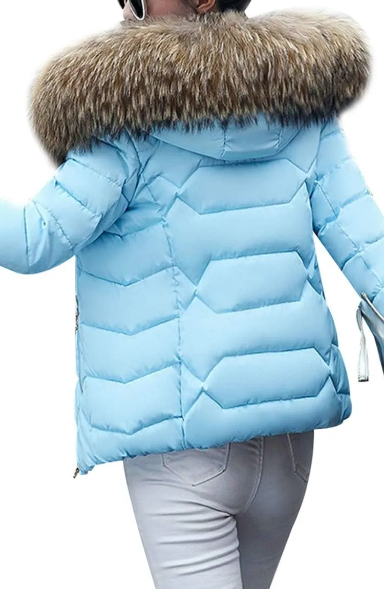 BOFETA Womens Casual Light Weight Slim Parka Puffer Thickened Pockets Down Jackets with Removable Hood