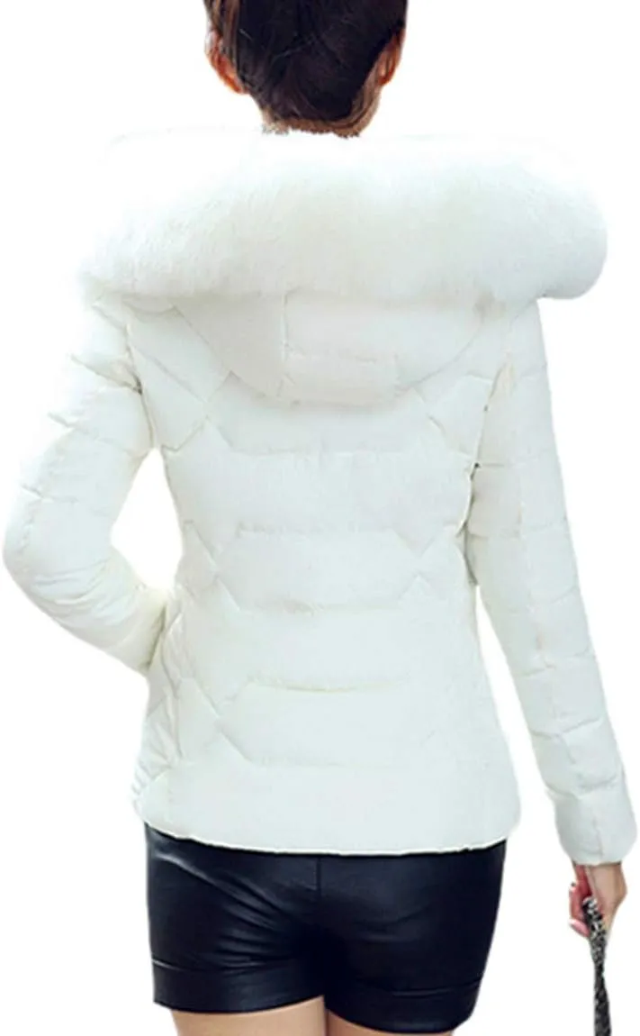 BOFETA Womens Casual Light Weight Slim Parka Puffer Thickened Pockets Down Jackets with Removable Hood