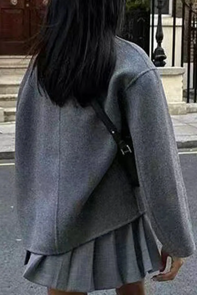 British Style Elegant Solid Buttons Mandarin Collar Outerwear(4 Colors)