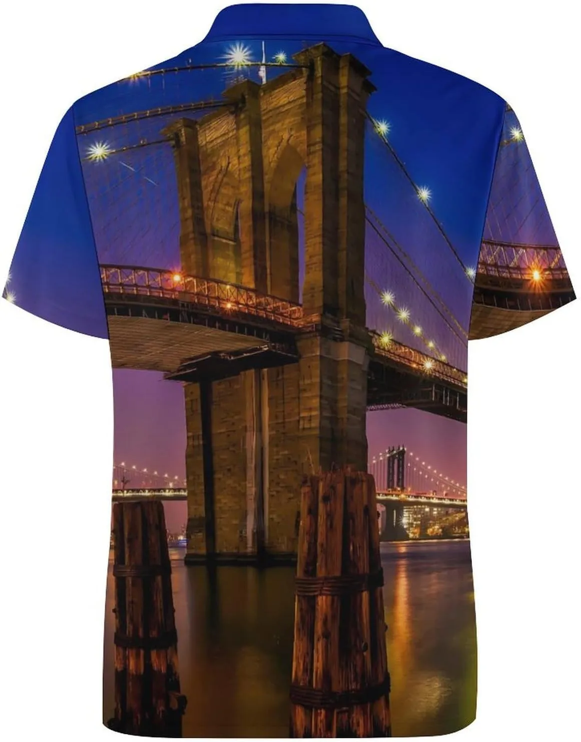 Brooklyn Bridge New York Mens Polo Shirts Quick Dry Short Sleeve T-shirts Slim Tennis Collared Tees Tops