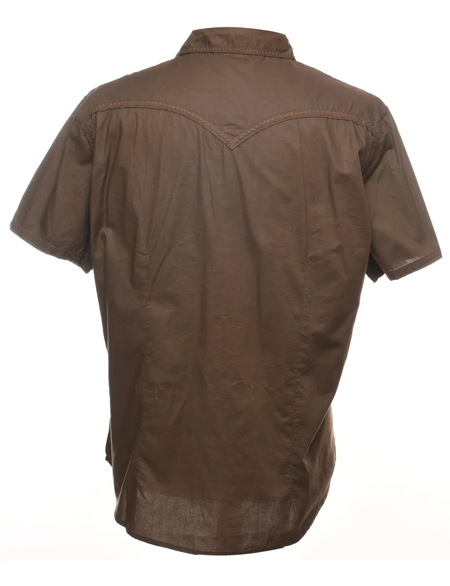Brown & Red Y2K Printed Shirt - XL
