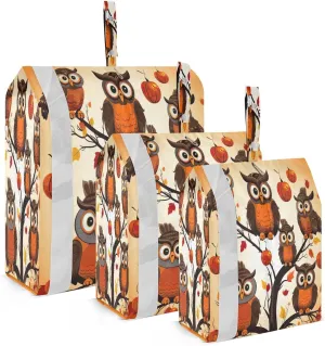 Cartoon Fall Thanksgiving Owls Packing Cubes for Travel 3 Set Compression Cubes Luggage Cubes for Easy Packing