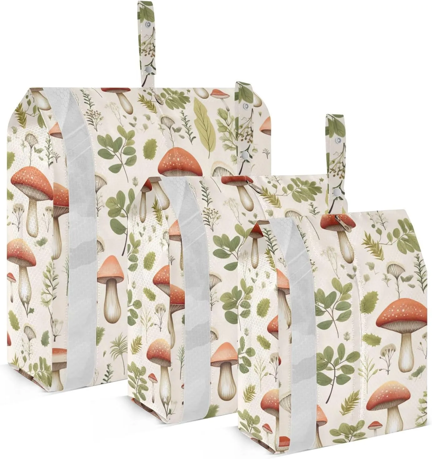Cartoon Mushrooms Leaves Packing Cubes for Travel 3 Set Packing Travel Organizer Cubes Luggage Bags Organizer for Easy Packing