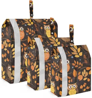 Cartoon Owls Fall Leaves Packing Cubes for Travel 3 Set Compression Travel Bags Luggage Cubes for Easy Packing