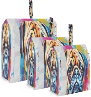 Cartoon Watercolor Pug Packing Cubes for Travel 3 Set Packing Cubes Large Luggage Accessories for Easy Packing