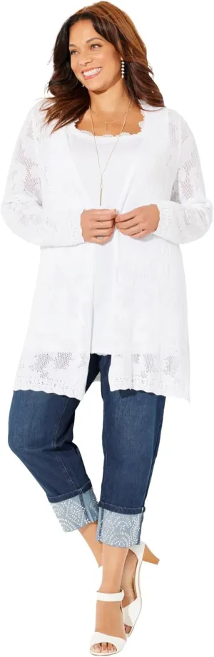 Catherines Women's Plus Size Pointelle Cardigan