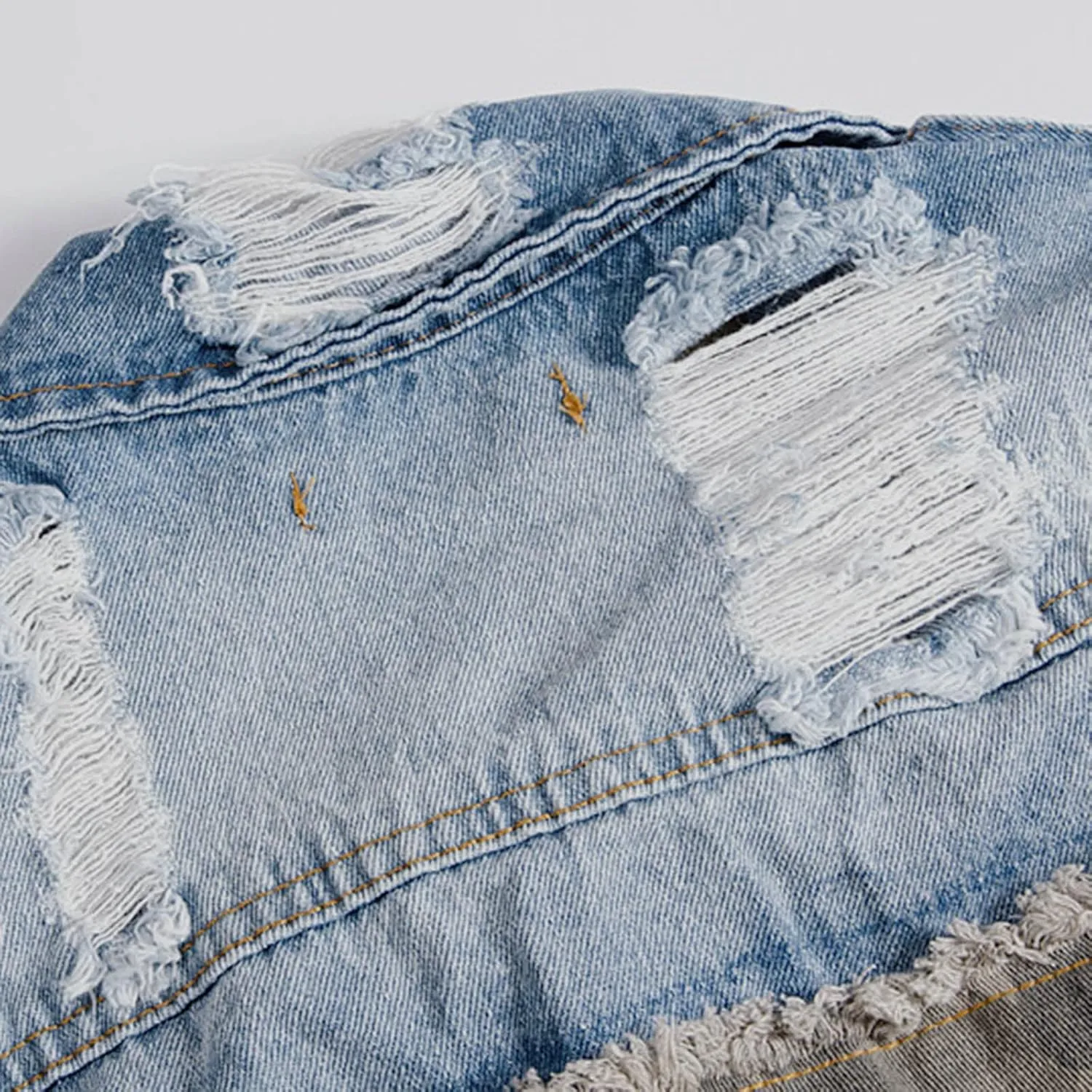 Chaqueta Denim Vest Para Hombre Slim Fit Button Down Sleeveless Shirts for Men Retro Distressed Destroyed Jeans Jacket