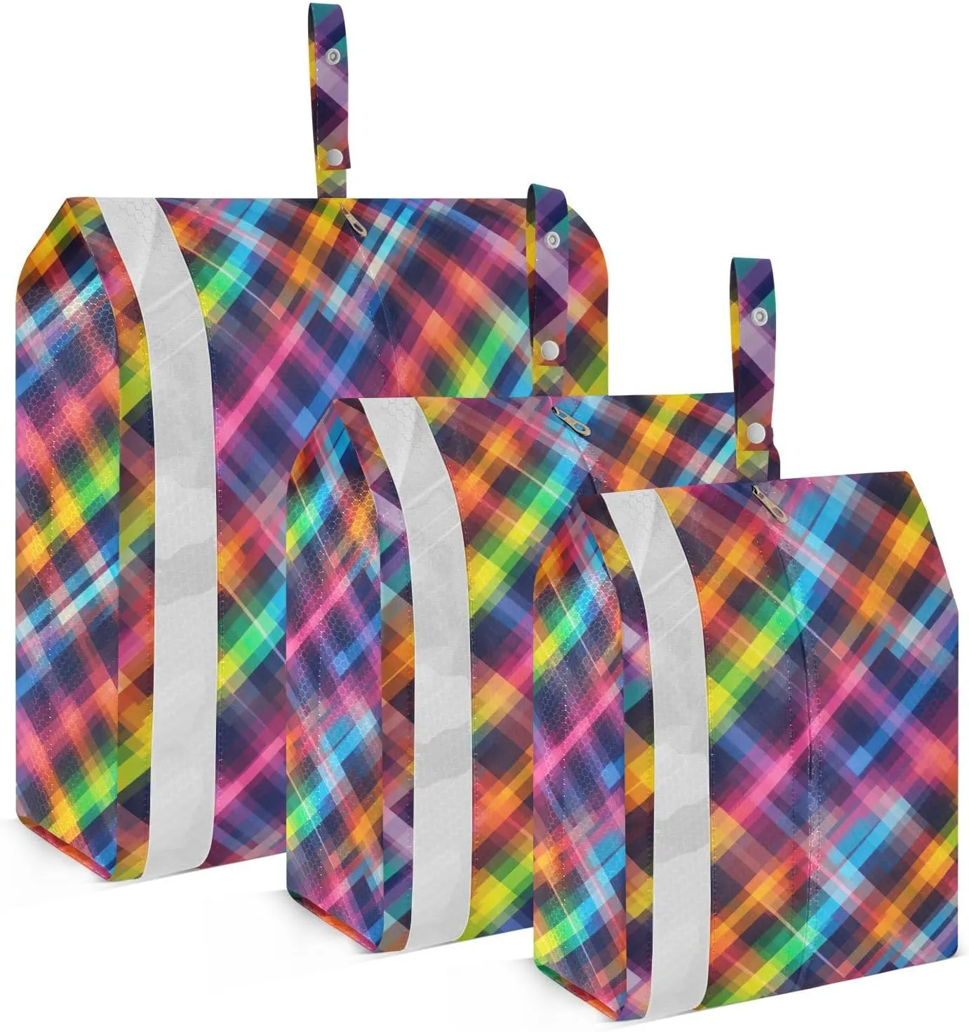 Colorful Buffalo Plaids Packing Cubes for Travel 3 Set Travel Compression Bags Suitcase Organizer Bags for Easy Packing