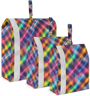 Colorful Buffalo Plaids Packing Cubes for Travel 3 Set Travel Compression Bags Suitcase Organizer Bags for Easy Packing