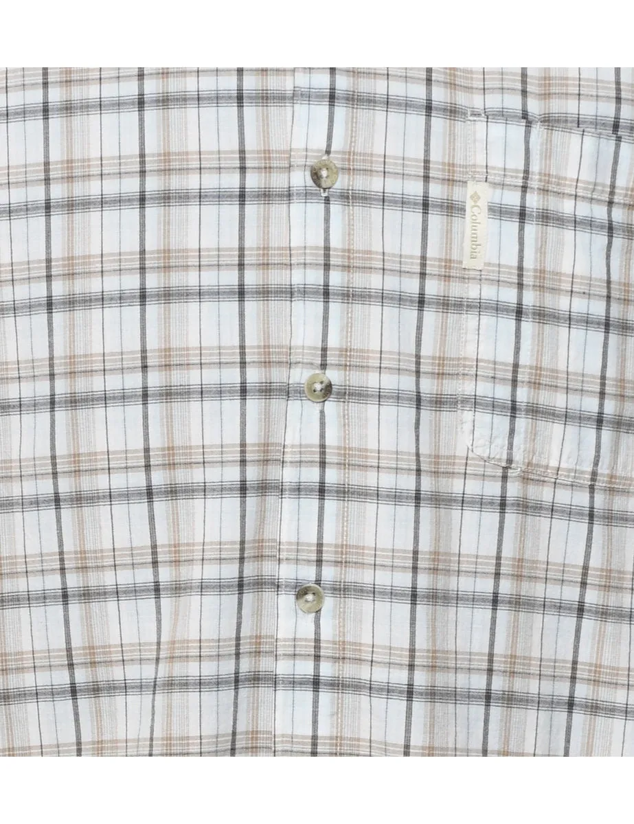 Columbia Checked Beige & Brown Classic Shirt - M