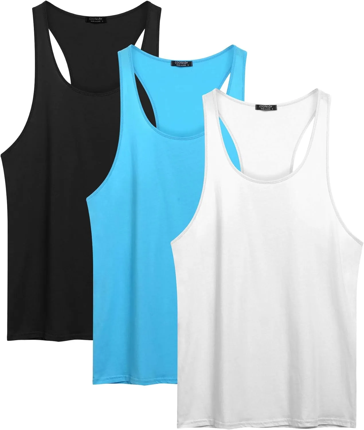 COOFANDY Men's 3 Pack Tank Tops Cotton Performance Sleeveless Casual Classic T Shirts