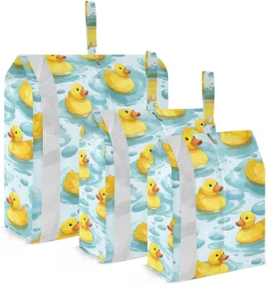Cute Rubber Ducks Blue Packing Cubes for Travel 3 Set Compression Cubes Suitcase Organizer Bags for Easy Packing