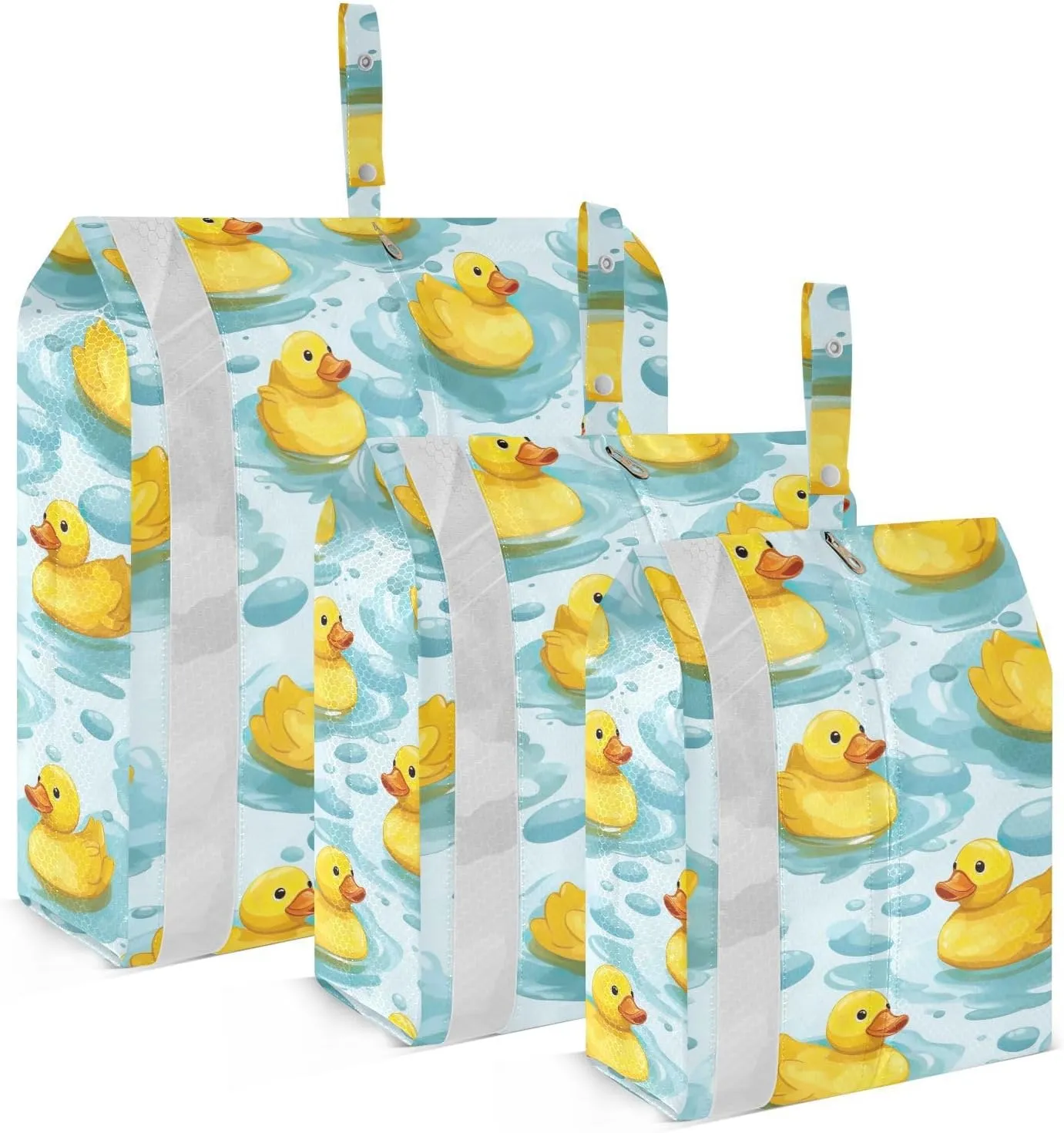 Cute Rubber Ducks Blue Packing Cubes for Travel 3 Set Compression Cubes Suitcase Organizer Bags for Easy Packing