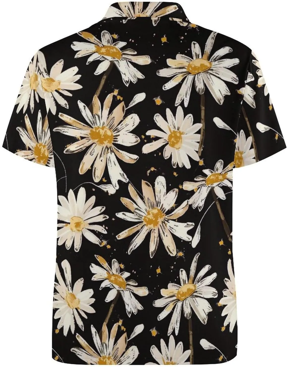 Daisy Flowers Black Background Mens Polo Shirts Quick Dry Short Sleeve T-shirts Slim Tennis Collared Tees Tops