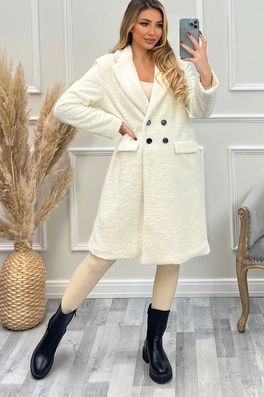 Dionne Cream Faux Fur Longline Jacket