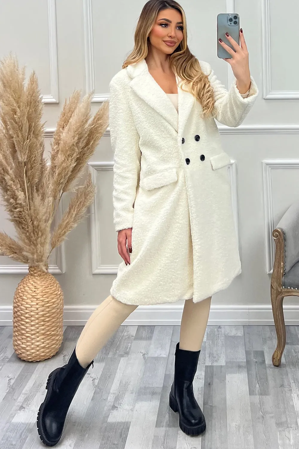 Dionne Cream Faux Fur Longline Jacket
