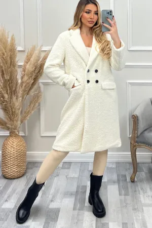 Dionne Cream Faux Fur Longline Jacket